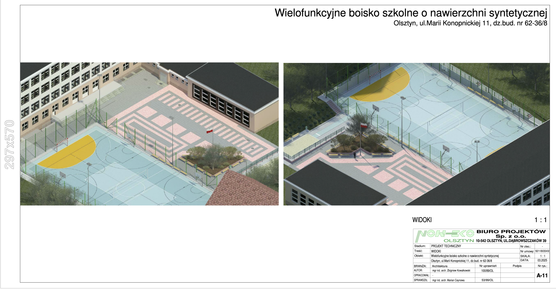 Projekt wielofunkcyjnego boiska szkolnego przy SP14 w Olsztynie
