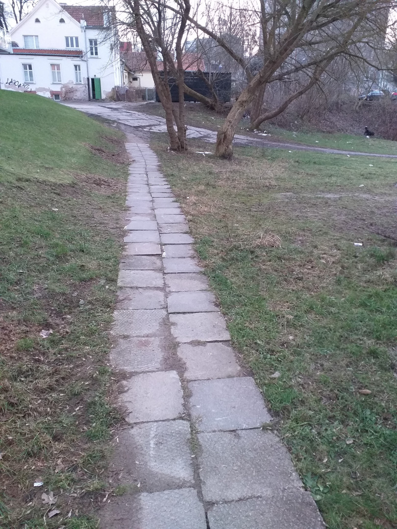 Chodnik położony Za budynkiem na Skarpie 14 i Warszawska 38