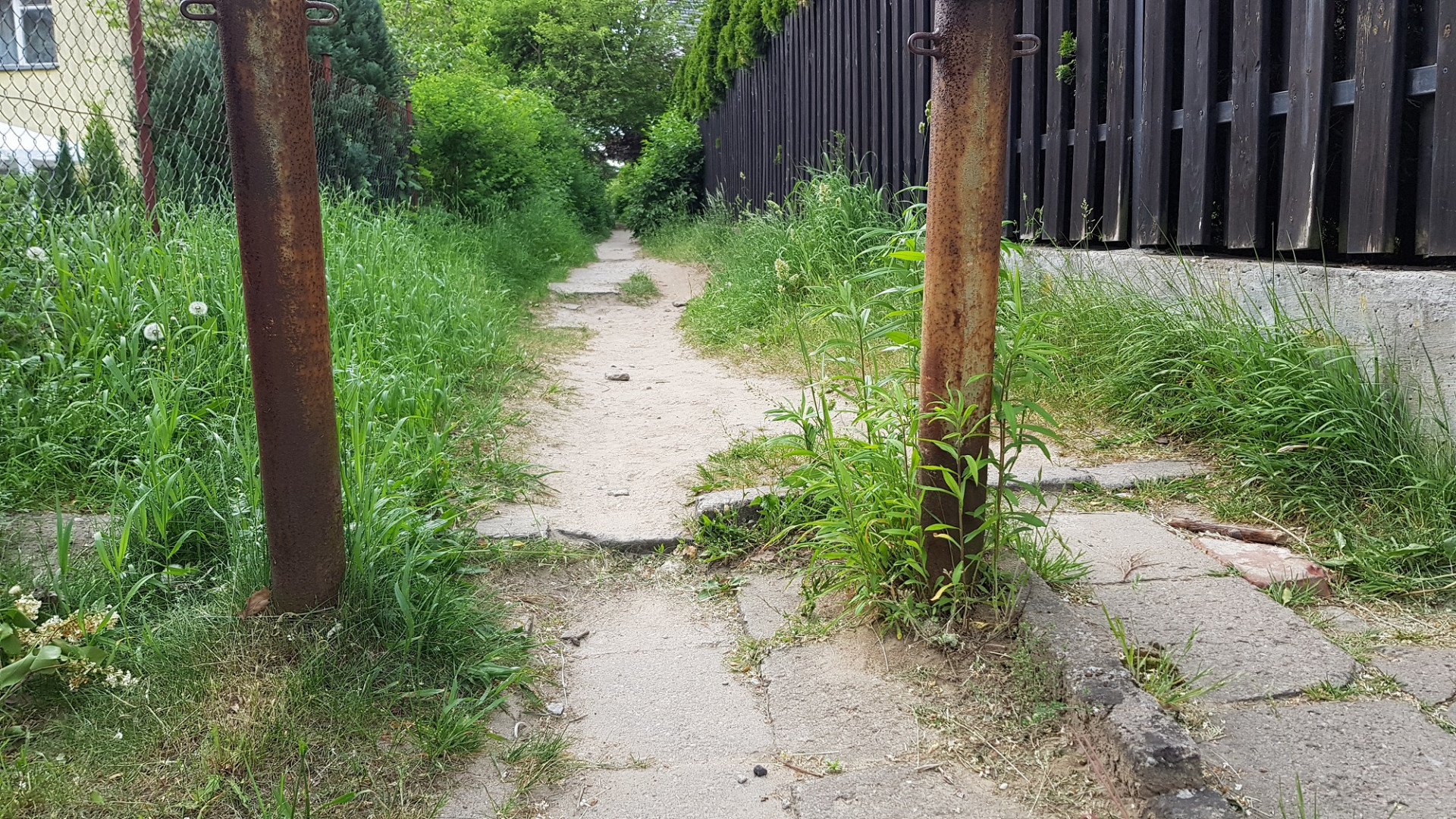 Widok zaniedbanej ścieżki - od strony ulicy Żeglarskiej Widok zaniedbanej ścieżki - od strony ulicy Żeglarskiej